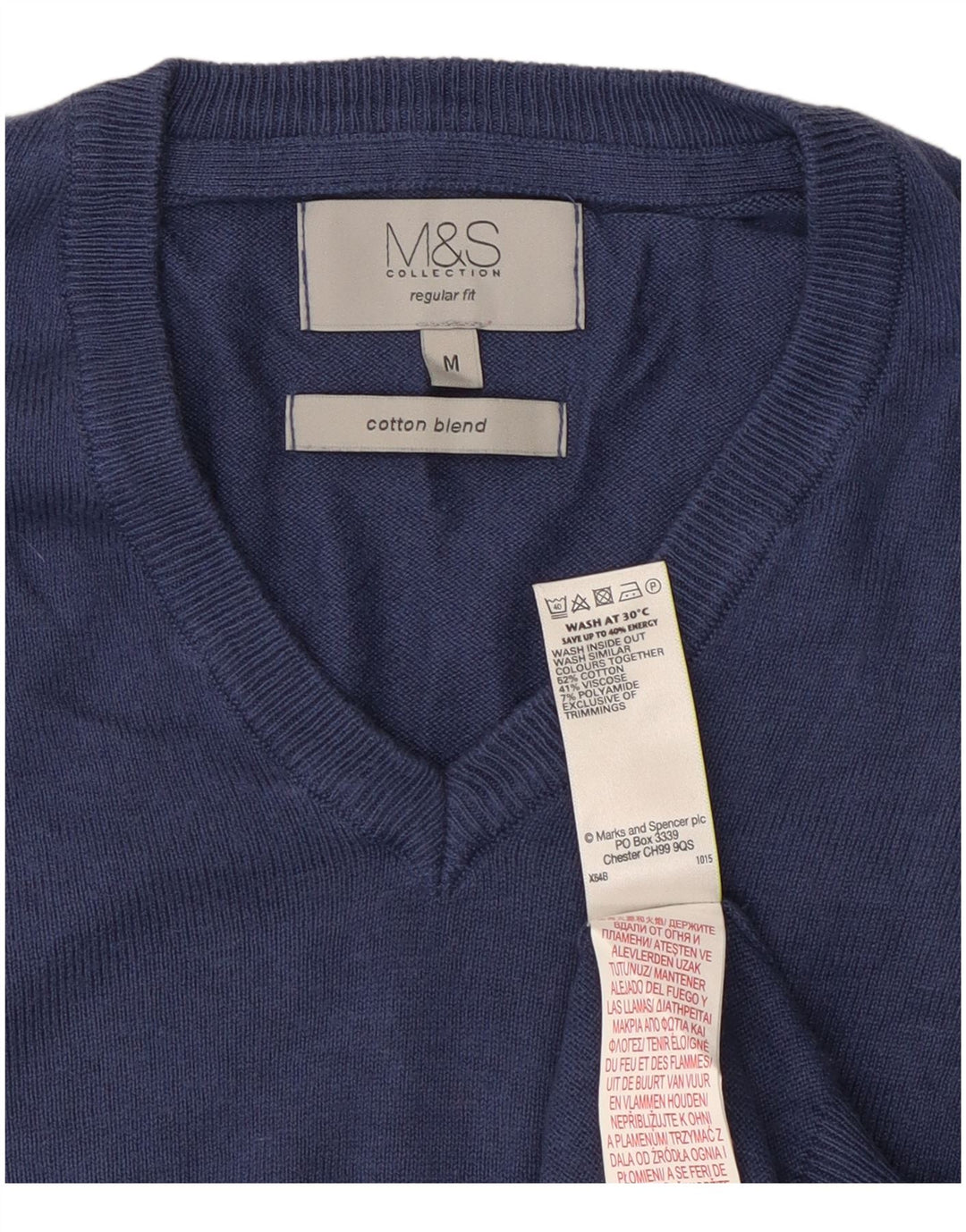 Marks & Spencer muški džemper standardnog kroja s V-izrezom srednje tamnoplave boje