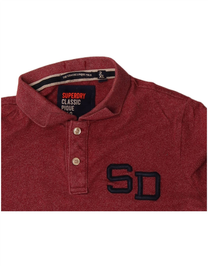 SUPERDRY muška klasična polo majica 2XL, crveni pamuk