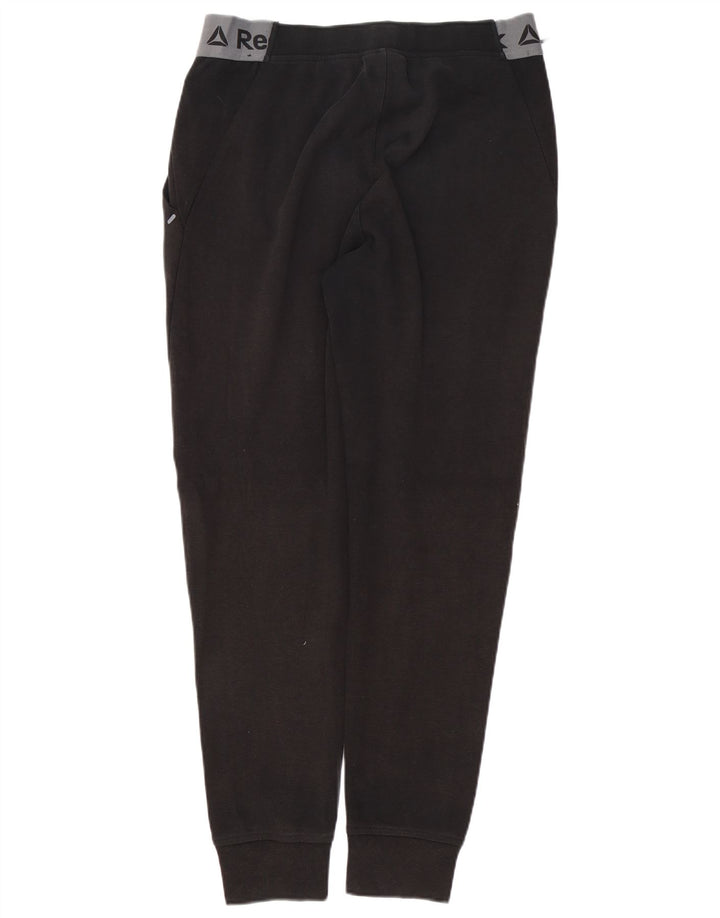 REEBOK Muške trenirke s grafičkim motivima, hlače za trčanje srednje crne boje