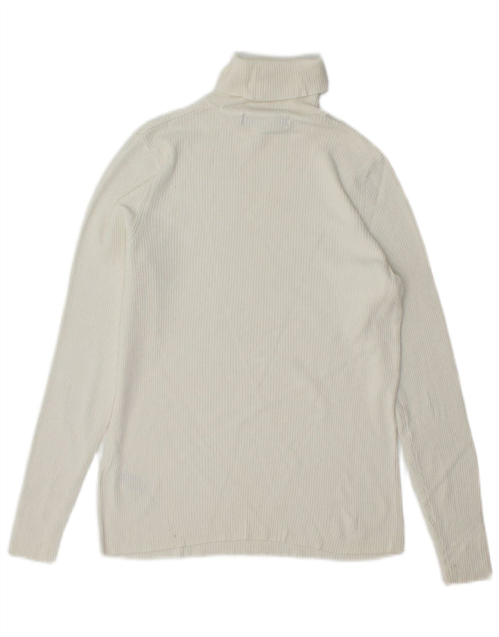 MARKS & SPENCER Womens Roll Neck Jumper Sweater UK 12 Medium White Viscose Vintage Marks & Spencer and Second-Hand Marks & Spencer from Messina Hembry 