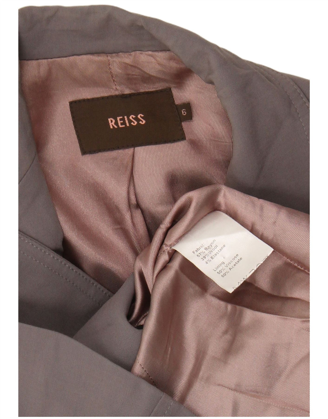 REISS Womens 1 Button Blazer Jacket UK 6 XS Grey Rayon
