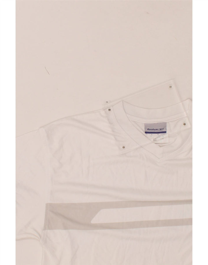 REEBOK Mens T-Shirt Top Medium White Colourblock Vintage Reebok and Second-Hand Reebok from Messina Hembry 