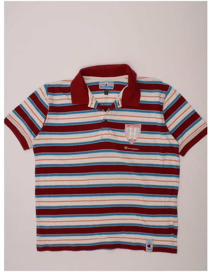 CHAMPION Boys Polo Shirt 11-12 Years Large Multicoloured Striped Vintage Champion and Second-Hand Champion from Messina Hembry 