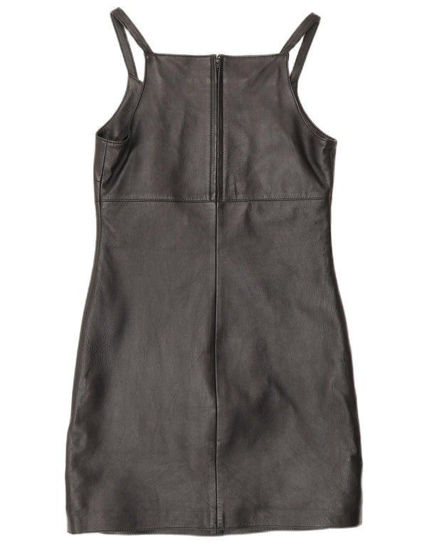 MADDOX ženska kožna plašt haljina bez rukava UK 10 Mala crna kožna