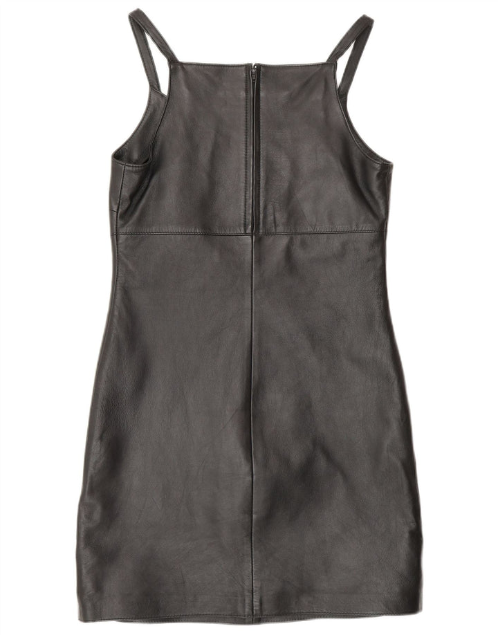 MADDOX ženska kožna plašt haljina bez rukava UK 10 Mala crna kožna