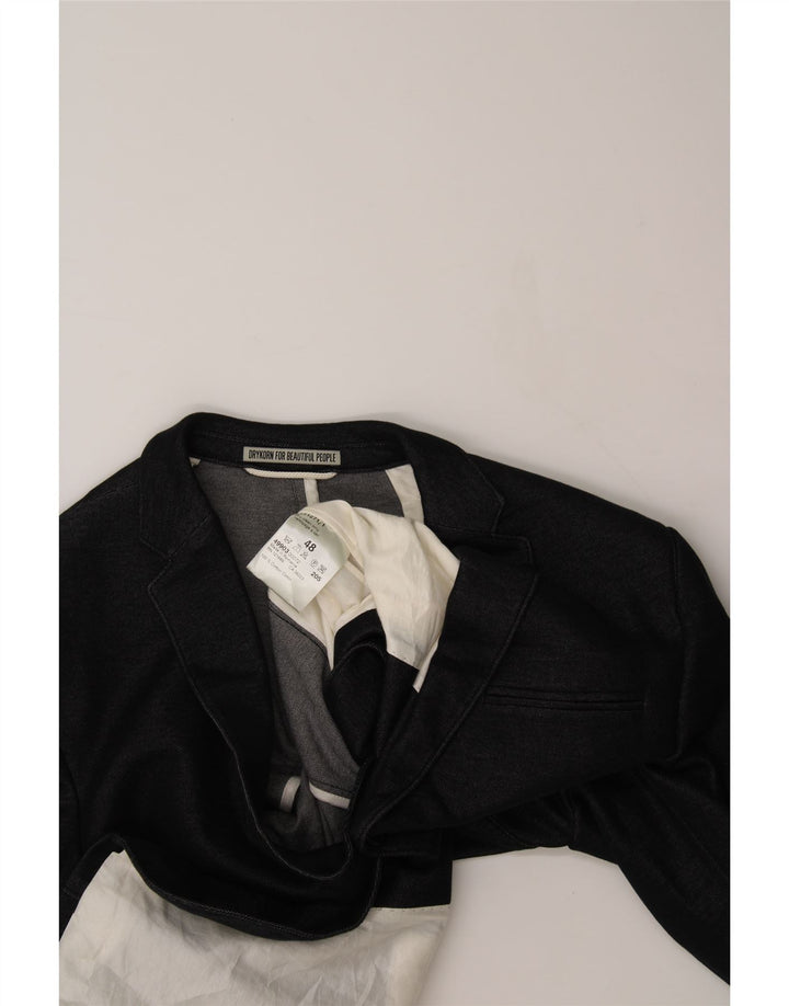 DRYKORN Mens 2 Button Blazer Jacket IT 48 Medium Black Cotton Vintage Drykorn and Second-Hand Drykorn from Messina Hembry 
