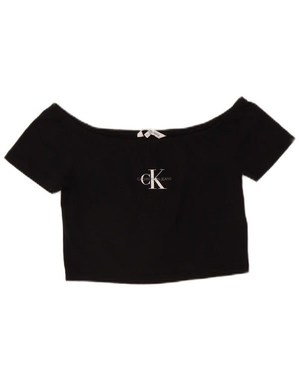 Calvin Klein Jeans Ženska skraćena majica kratkih rukava UK 12 srednje crna