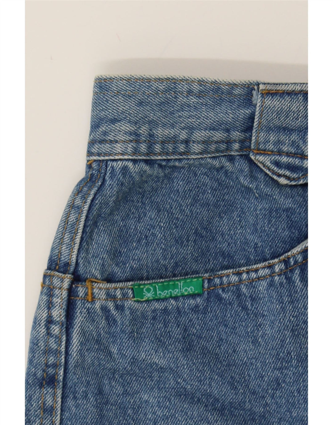 BENETTON Womens Denim Skirt W28 Medium Blue Cotton Vintage Benetton and Second-Hand Benetton from Messina Hembry 