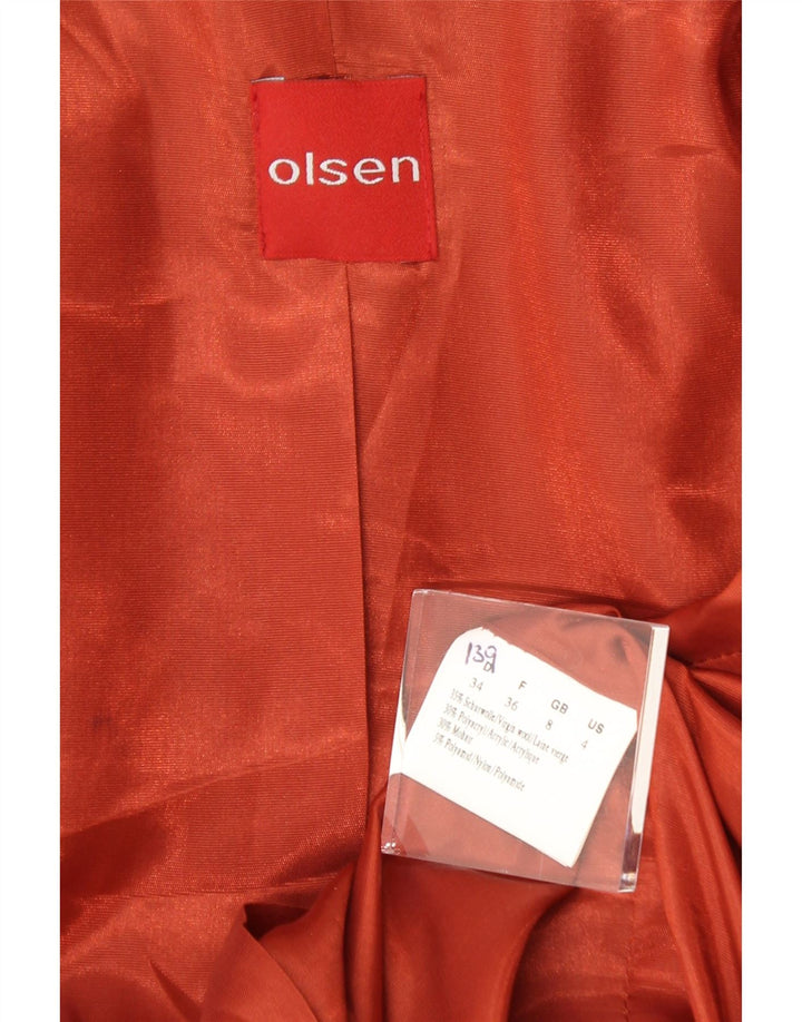 OLSEN Womens Crop 3 Button Blazer Jacket UK 8 Small Red Check Virgin Wool Vintage Olsen and Second-Hand Olsen from Messina Hembry 