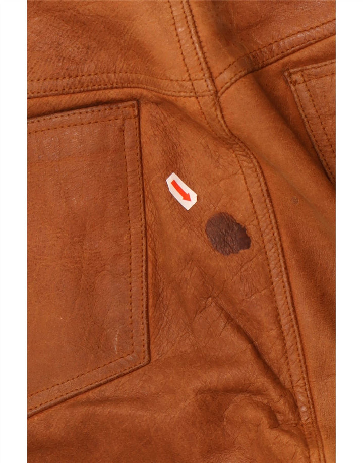 Vintage muške ravne kožne hlače W36 L33 smeđa koža