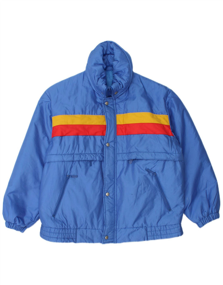 VINTAGE muška podstavljena jakna s kapuljačom UK 36 Small Blue Colourblock poliamid