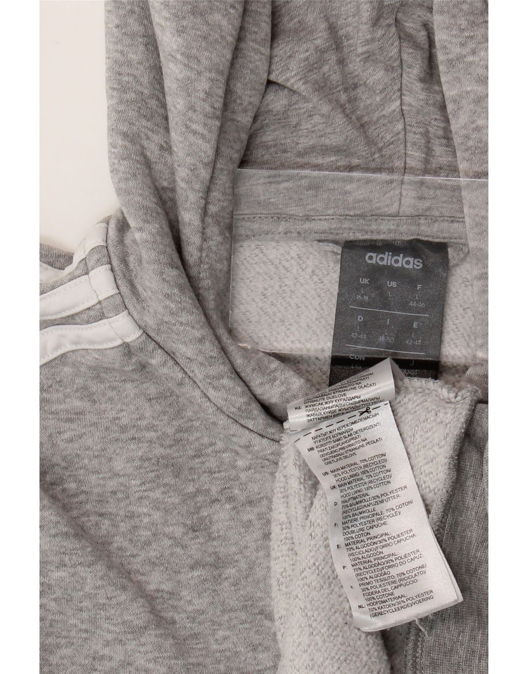 ADIDAS ženski kratki pulover s kapuljačom s patentnim zatvaračem UK 16/18 veliki sivi pamuk