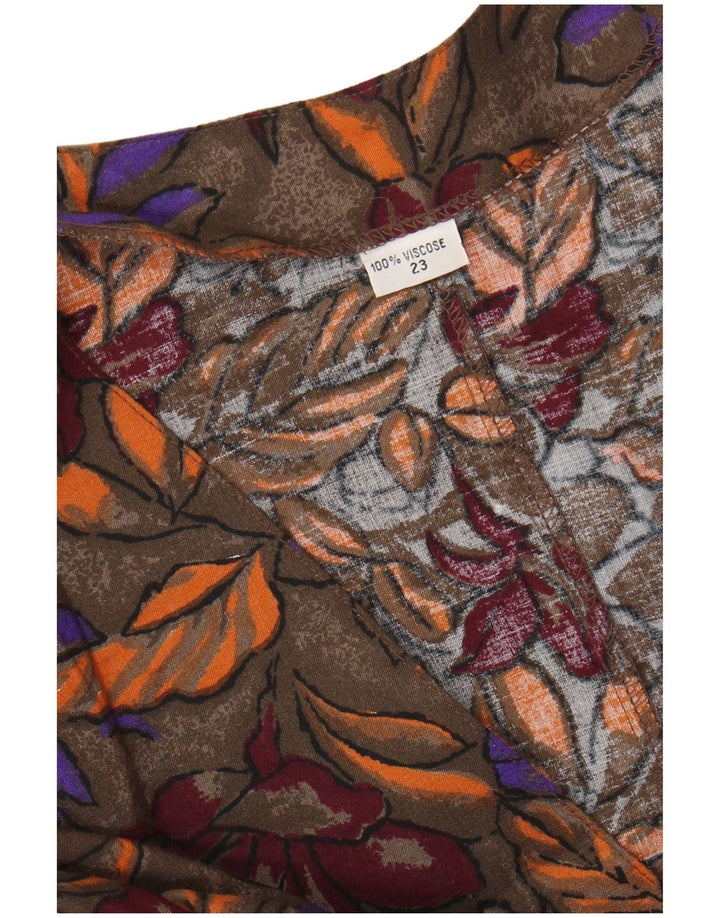 VINTAGE ženska košulja bluza UK 20 2XL smeđa cvjetna viskoza