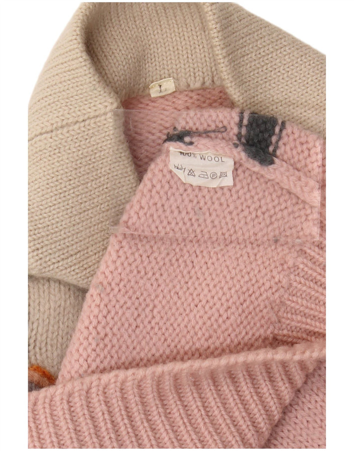 VINTAGE ženski džemper s dugačkim ovratnikom UK 16 Veliki ružičasti