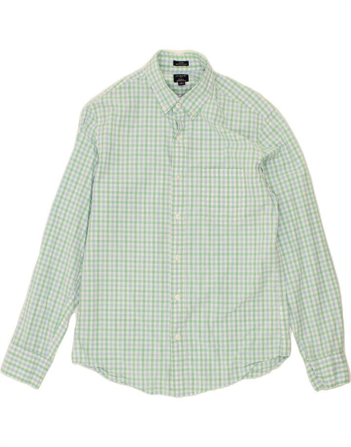 J. CREW Mens Flex Washed Slim Shirt Medium Green Gingham Cotton Vintage J. Crew and Second-Hand J. Crew from Messina Hembry 