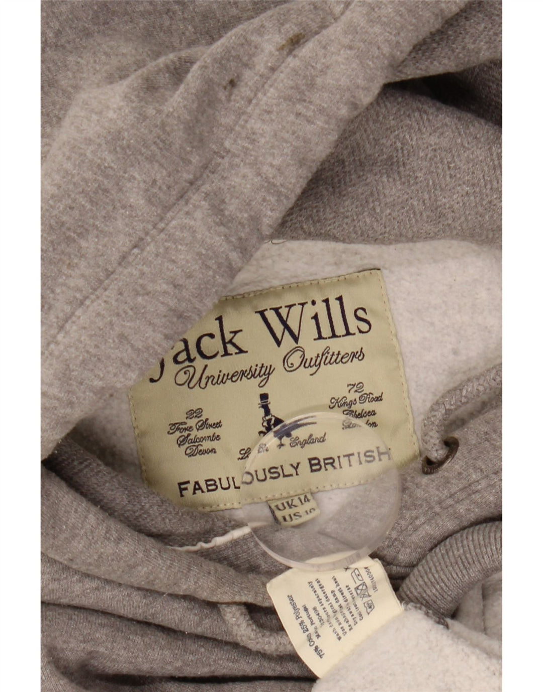 JACK WILLS Ženska majica s kapuljačom s kapuljačom UK 14 Veliki sivi pamuk