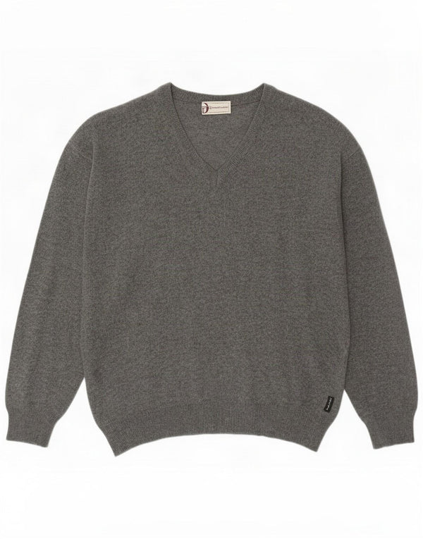 Sergio Tacchini Mens V-Neck Jumper Sweater Small Grey