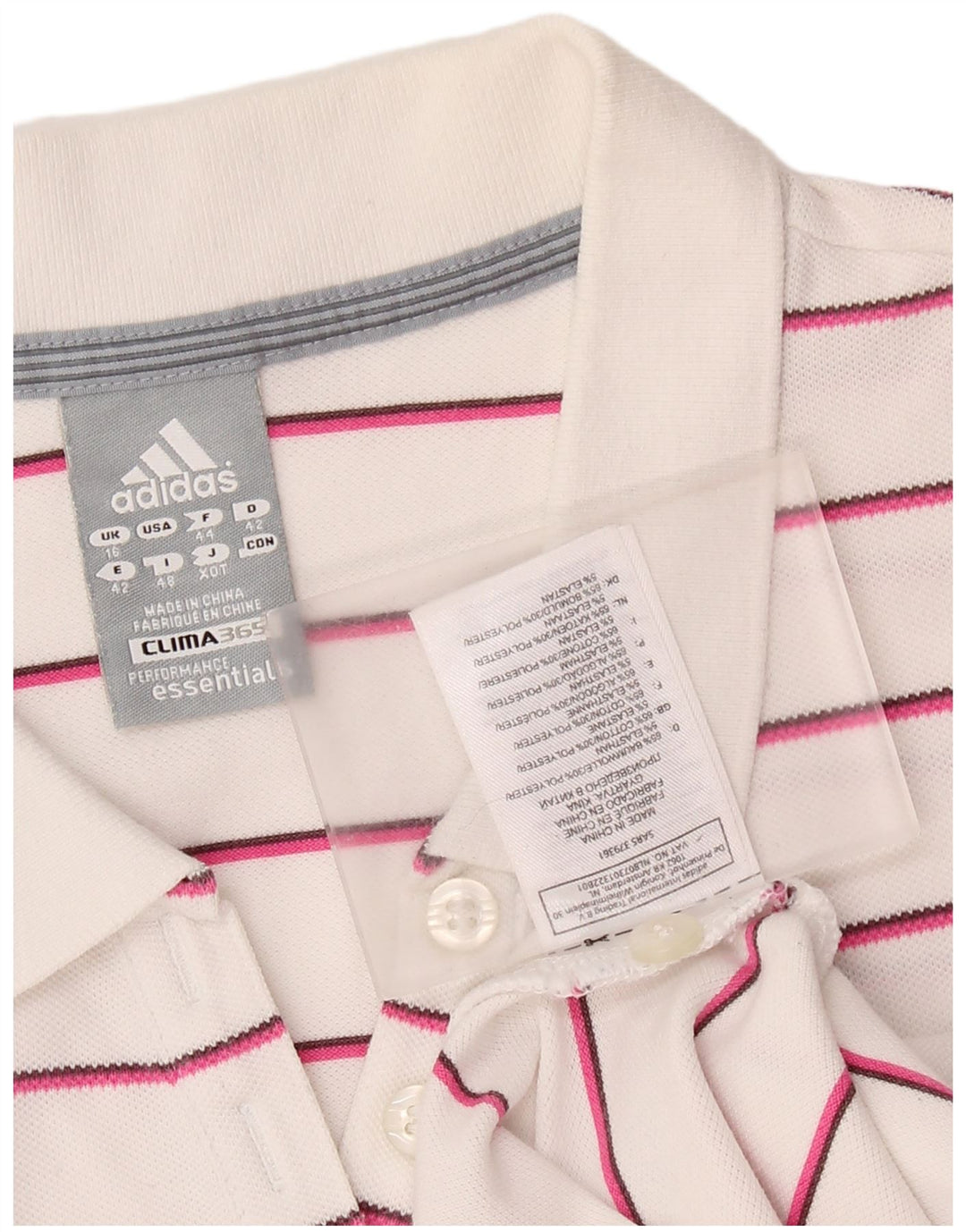 ADIDAS ženska polo majica Clima 365 UK 16 Pamuk na velike bijele pruge