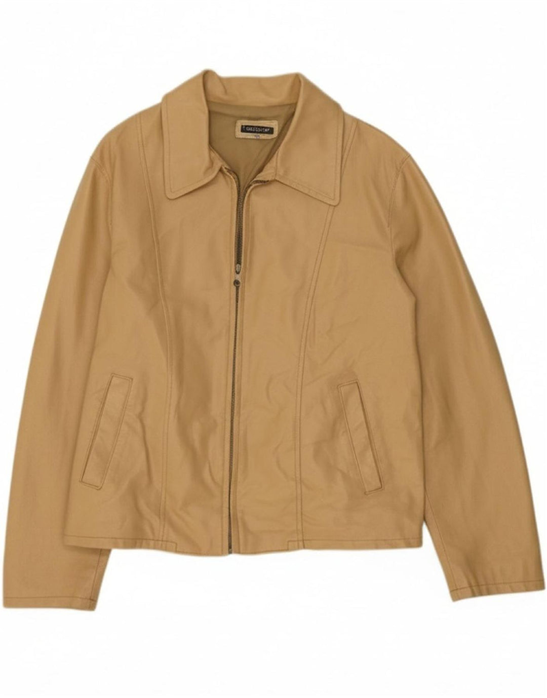 BOOSLEY Womens Leather Jacket IT 50 XL Beige Leather