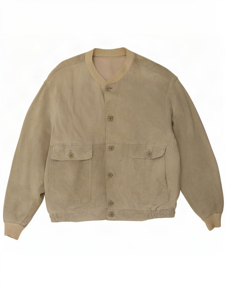 Vintage muška bomber jakna od brušene kože UK 40 velika bež