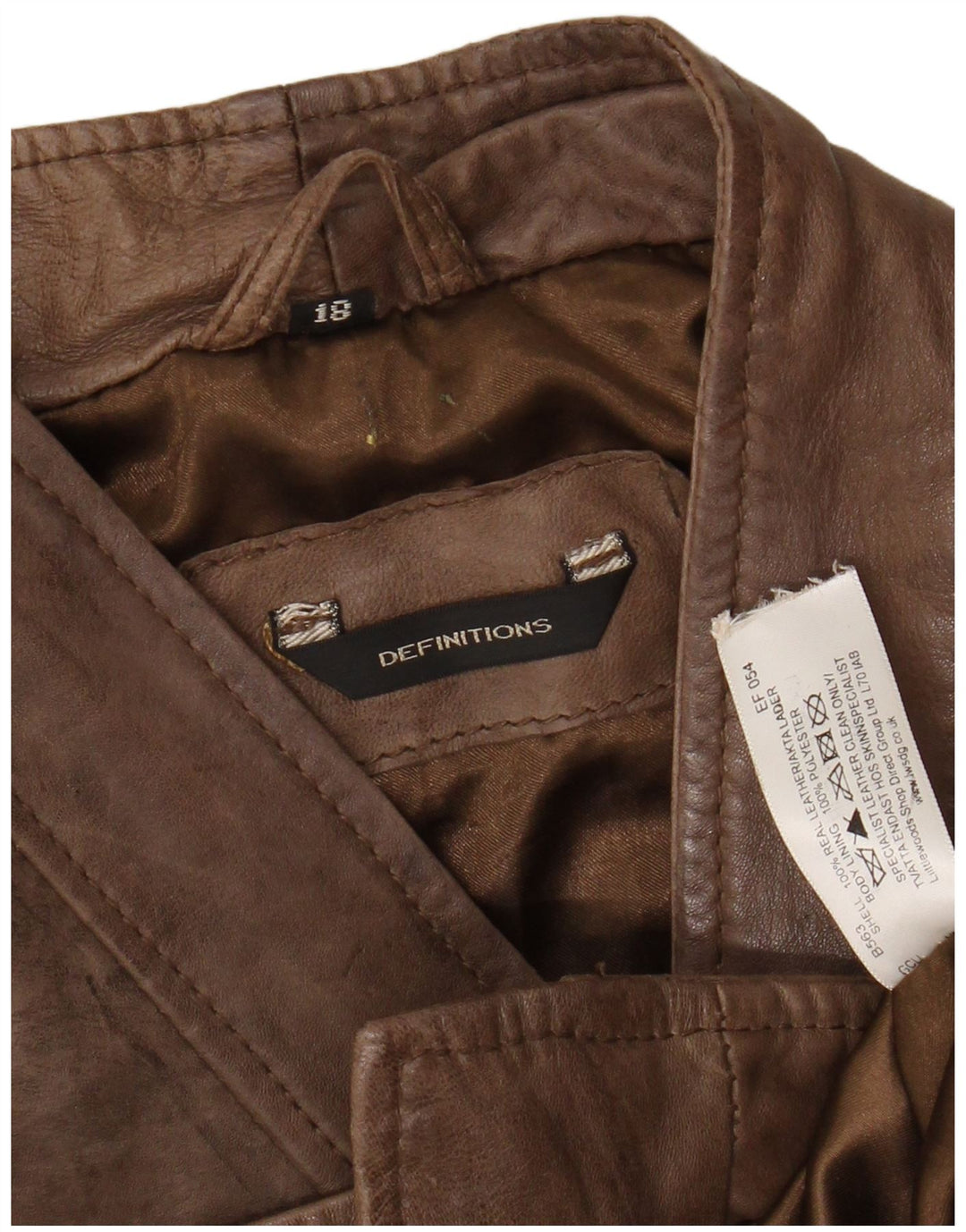 VINTAGE ženska kratka kožna biciklistička jakna UK 18 XL smeđa koža