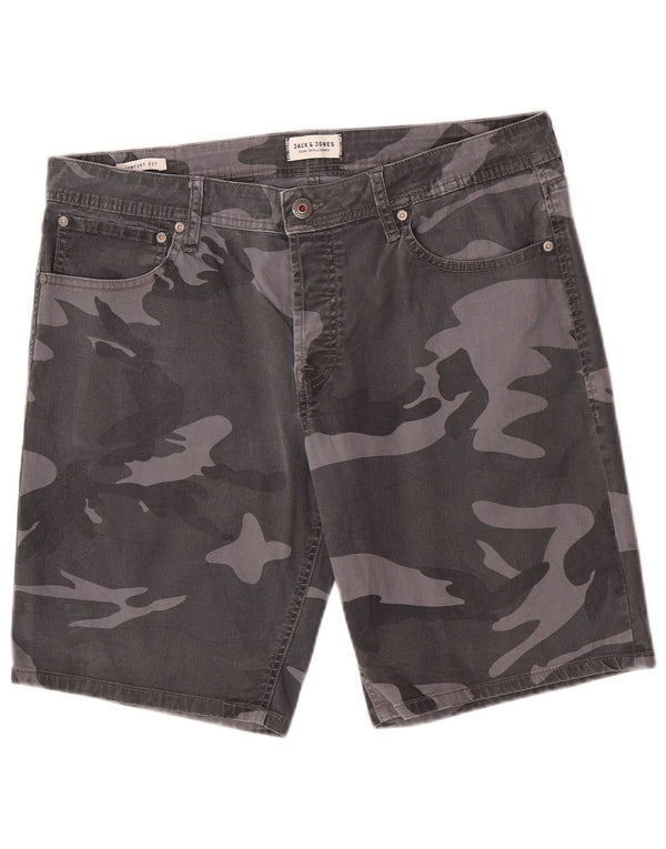 Jack & Jones muške kratke kratke hlače udobnog kroja XL W36 sivi maskirni pamuk