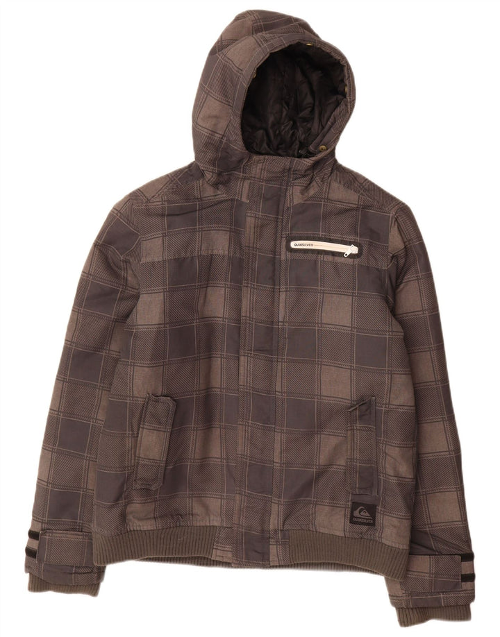 Bomber jakna s kapuljačom Quiksilver za dječake 15-16 godina sivi karirani poliester
