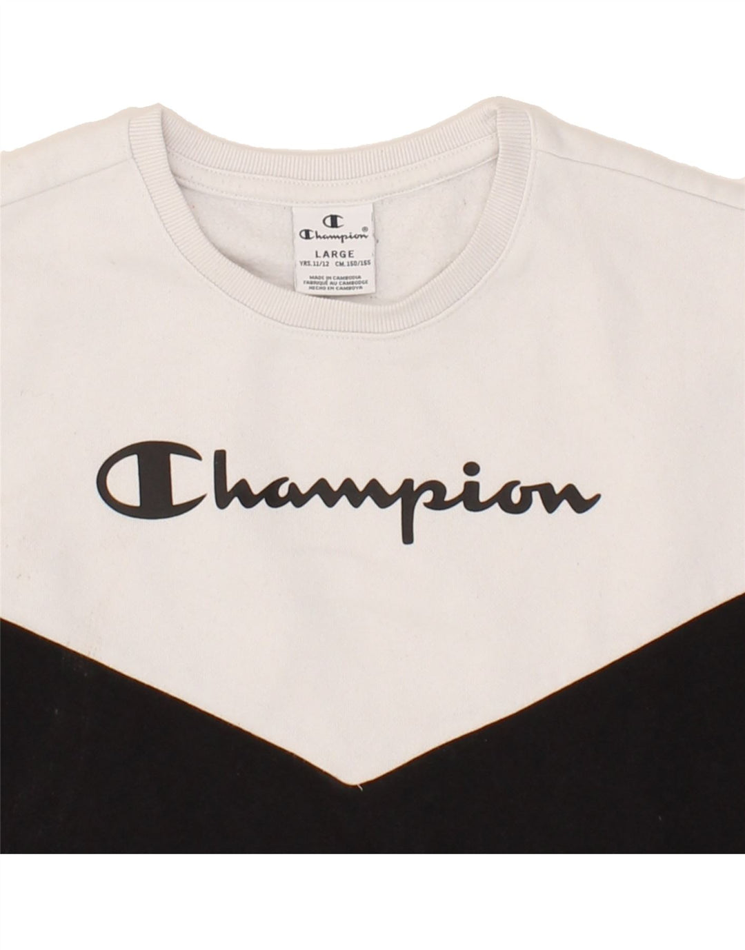 CHAMPION Boys Graphic Sweatshirt Jumper 11-12 Years Large  Black Vintage Champion and Second-Hand Champion from Messina Hembry 