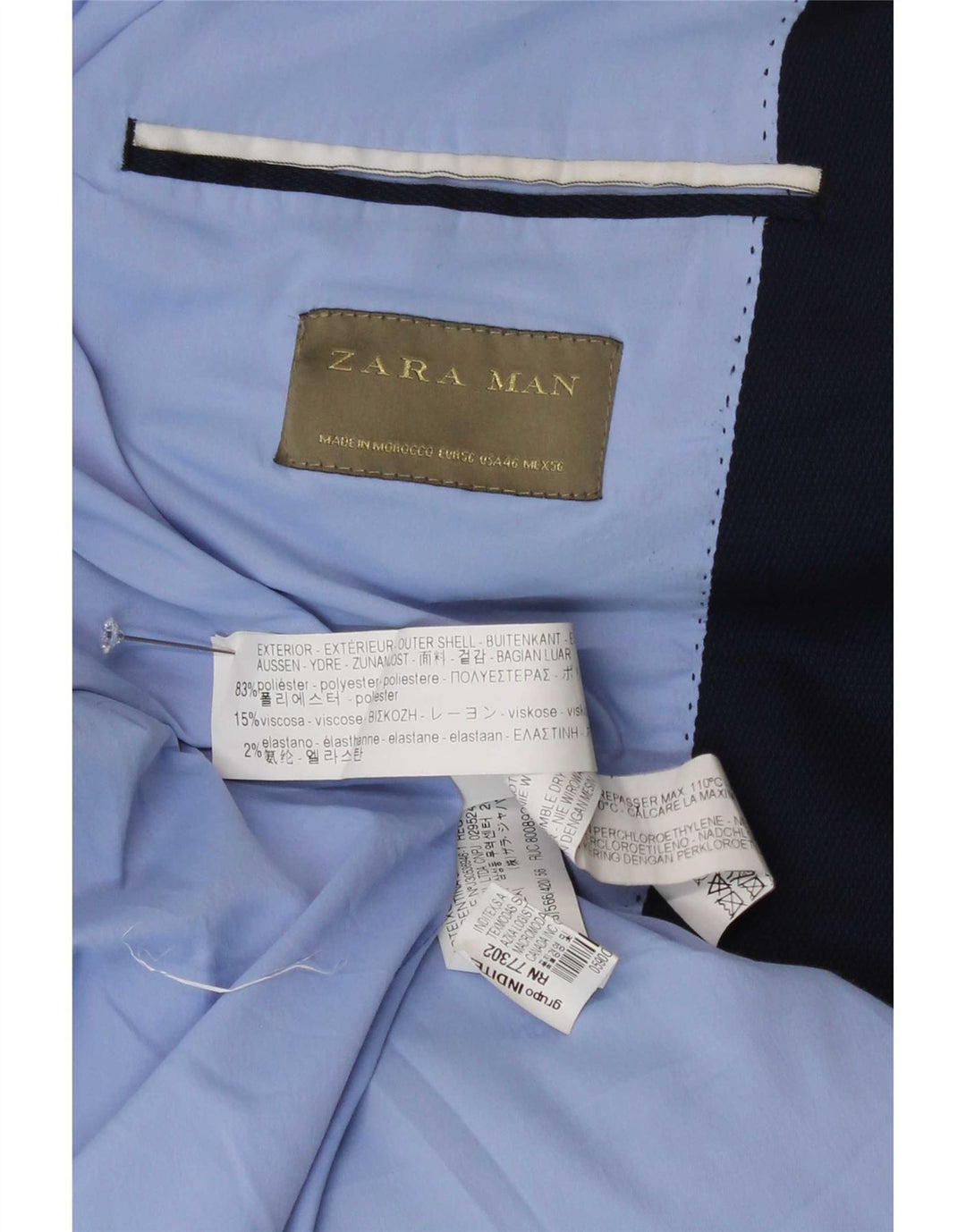 Zara muška jakna sa 1 gumbom EU 56 XL tamnoplavi poliester