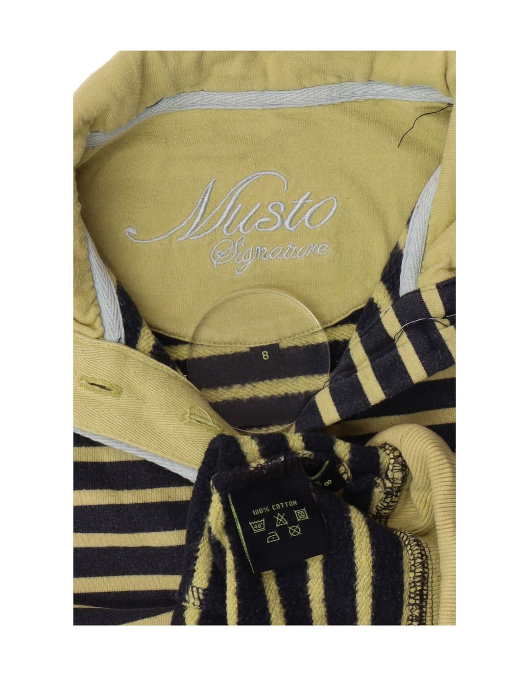 MUSTO Womens Oversized Sweatshirt Jumper UK 8 Small Blue Striped Vintage Musto and Second-Hand Musto from Messina Hembry 