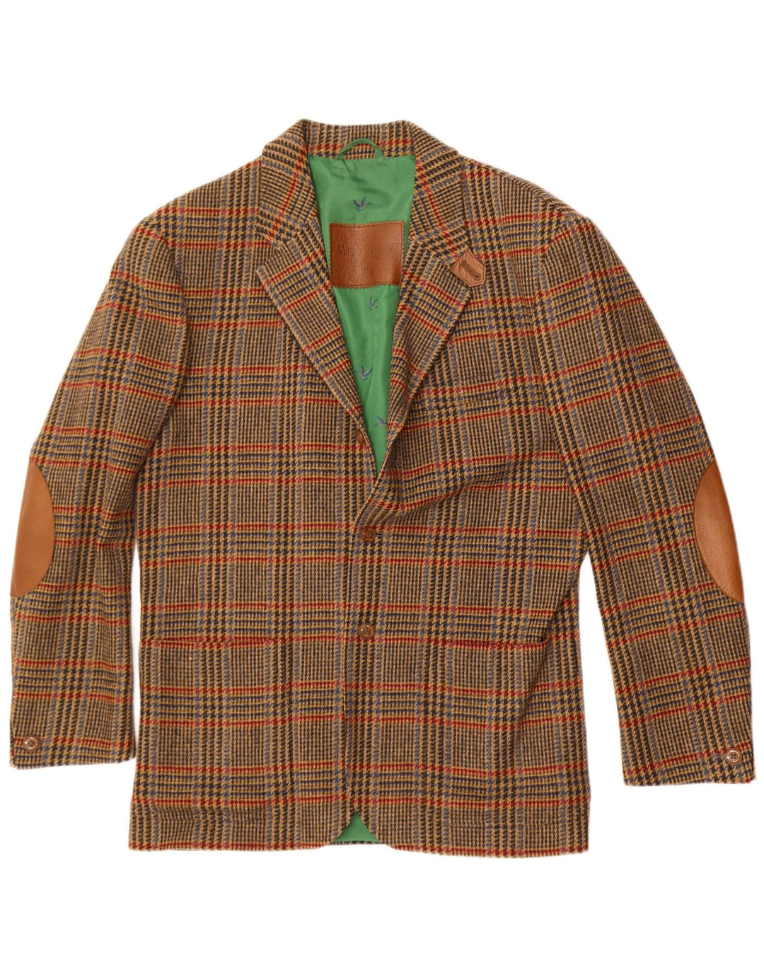 Wellington muška duga jakna jakna UK 40 Large Green Houndstooth