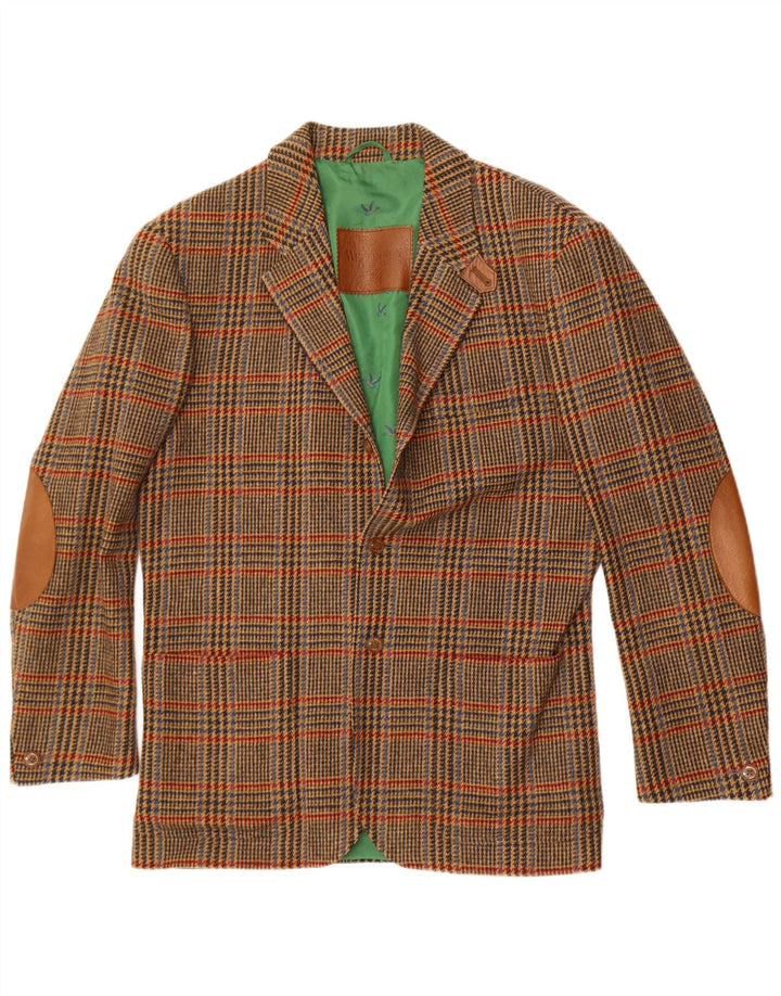 Wellington muška duga jakna jakna UK 40 Large Green Houndstooth