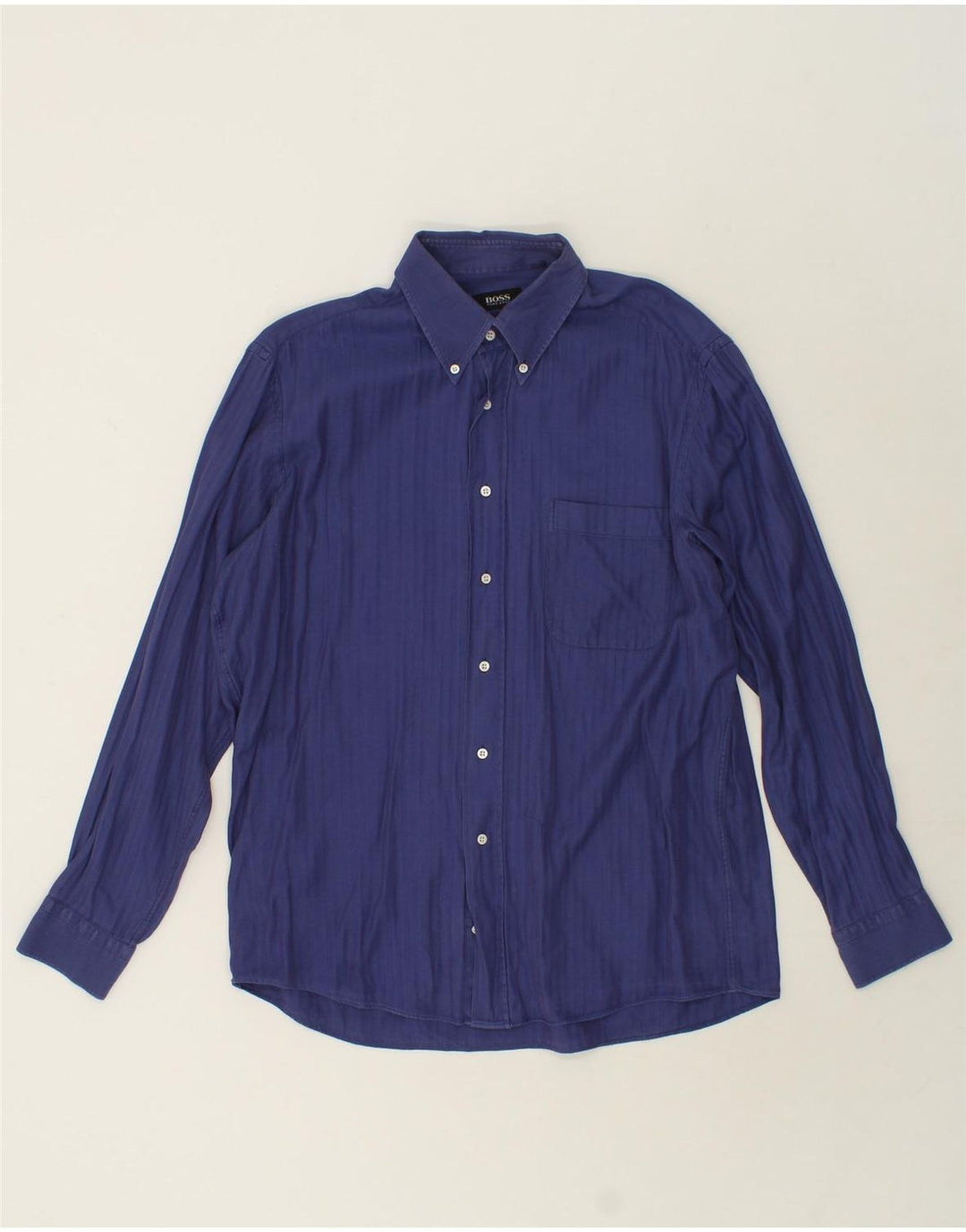 HUGO BOSS Mens Shirt Size 41 16 Large Navy Blue Cotton Vintage Hugo Boss and Second-Hand Hugo Boss from Messina Hembry 