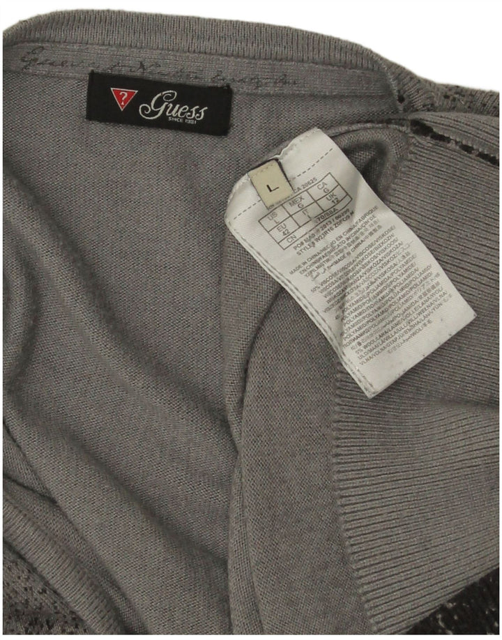 Guess ženski kardigan pulover UK 12 srednje sive pjegave viskoze