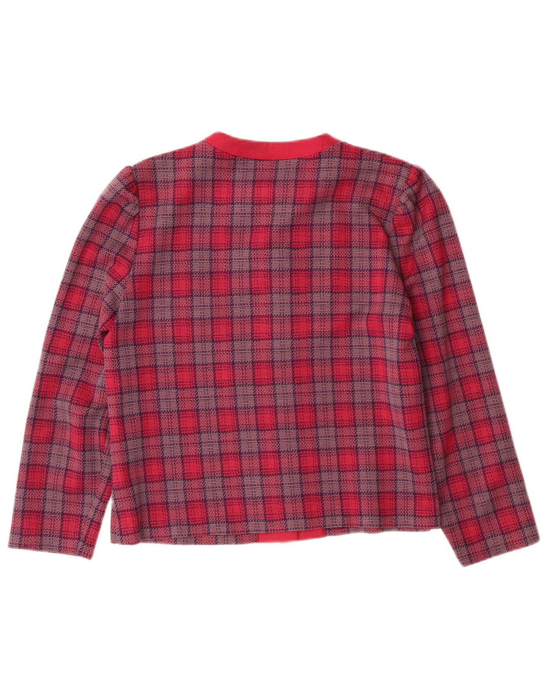 Vintage ženski sako sa 5 gumba UK 14 srednje ružičasto karirani klasični