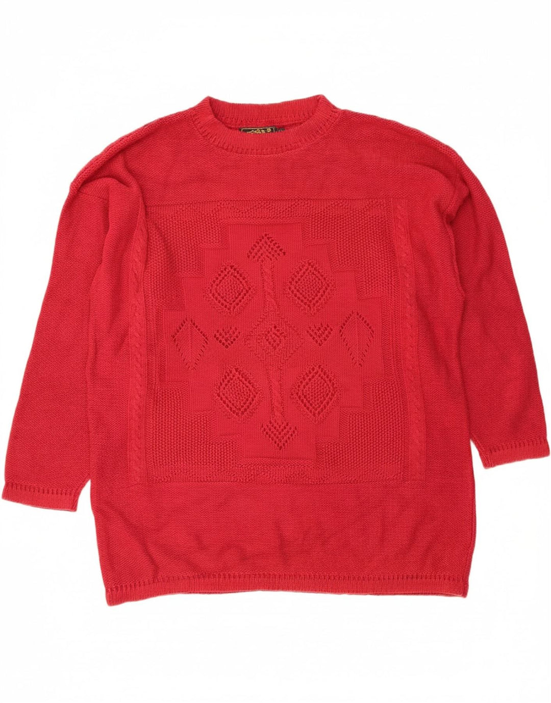 EDDIE BAUER Womens Longline Crew Neck Jumper Sweater UK 14 Medium Red Vintage Eddie Bauer and Second-Hand Eddie Bauer from Messina Hembry 
