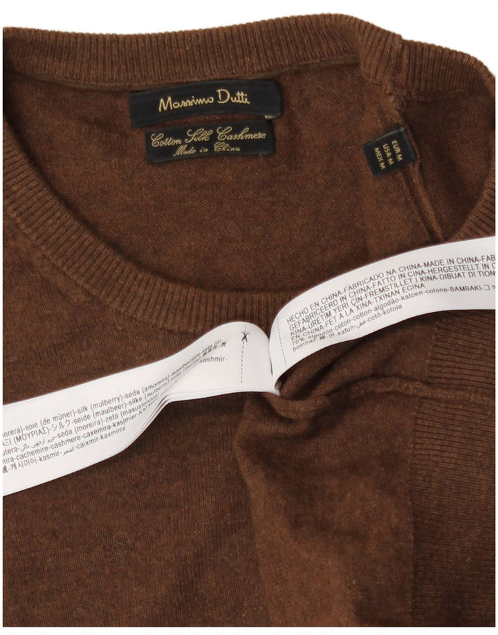 Massimo Dutti muški džemper s okruglim izrezom, srednje smeđi pamuk