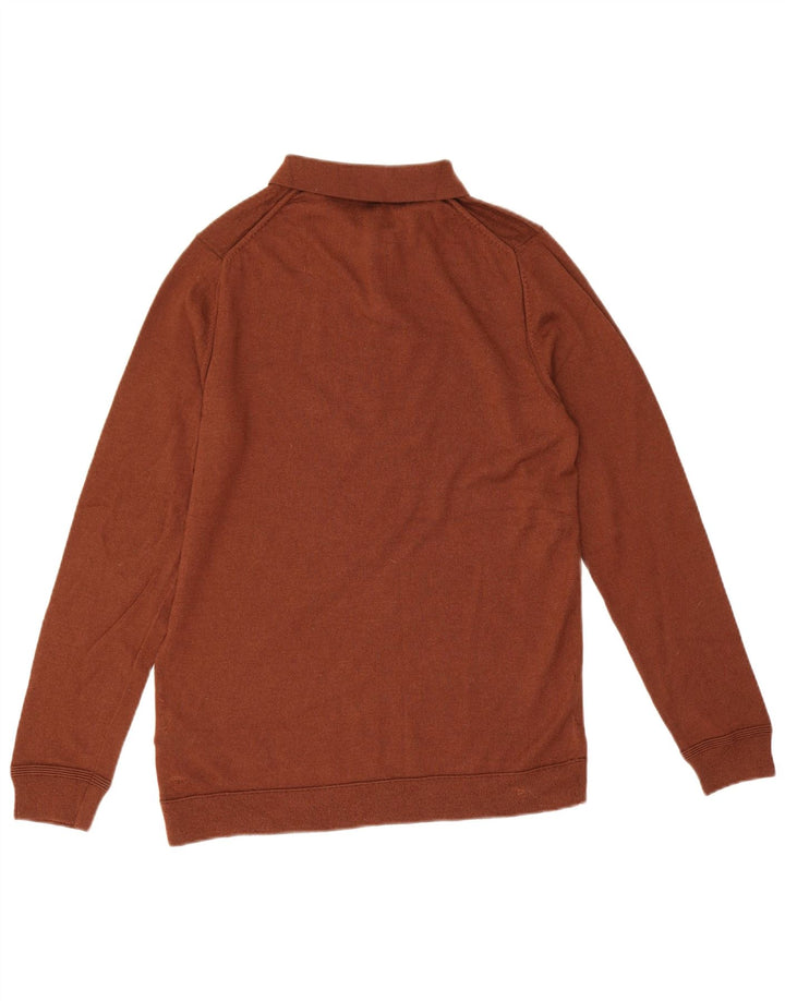 Veliki smeđi vuneni muški džemper s polo ovratnikom Calvin Klein