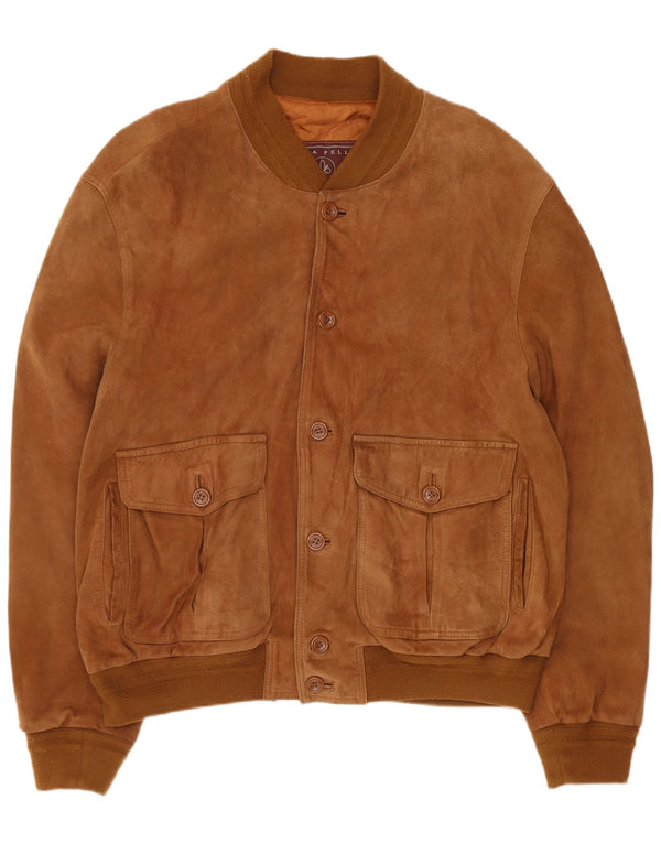 Vintage muška bomber jakna od brušene kože IT 54 2XL smeđa koža