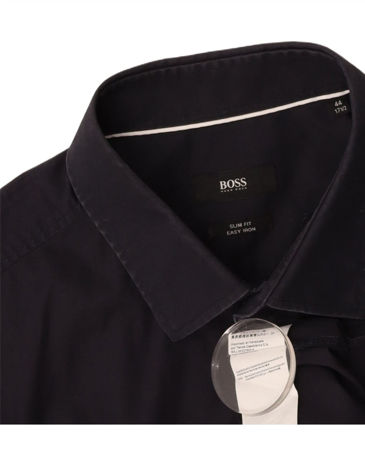 HUGO BOSS Muška uska košulja veličina 44 17 1/2 XL tamnoplavi pamuk