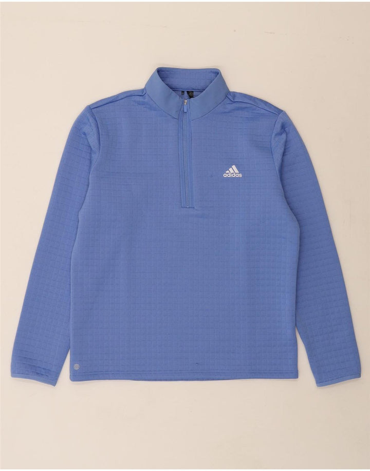 ADIDAS Mens Zip Neck Sweatshirt Jumper Medium Blue Polyester Vintage Adidas and Second-Hand Adidas from Messina Hembry 
