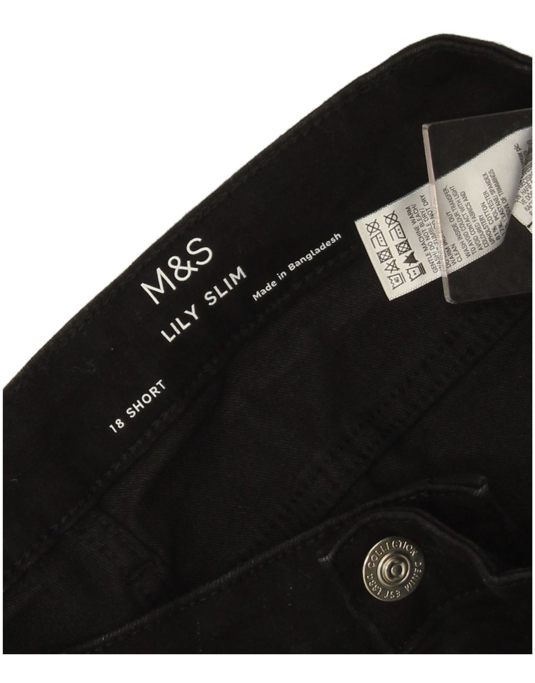 MARKS & SPENCER Ženske uske traperice Lily UK 18 XL W36 L26 crni pamuk