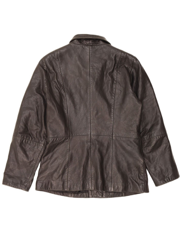 MAURITIUS Ženska kožna jakna sako s 3 gumba UK 18 XL crna koža