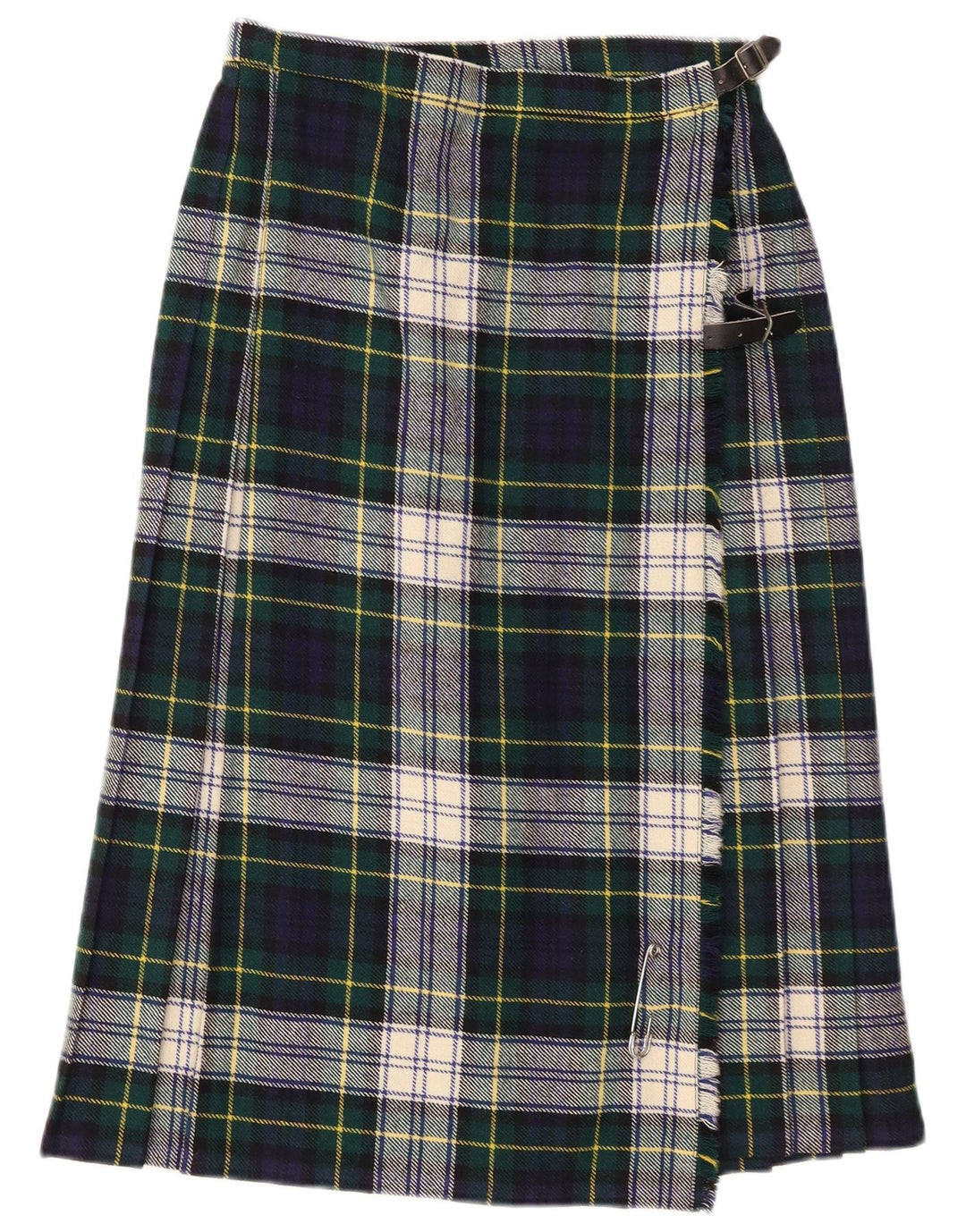 Vintage ženska suknja na omot UK 14 Srednje zelena karirana vuna