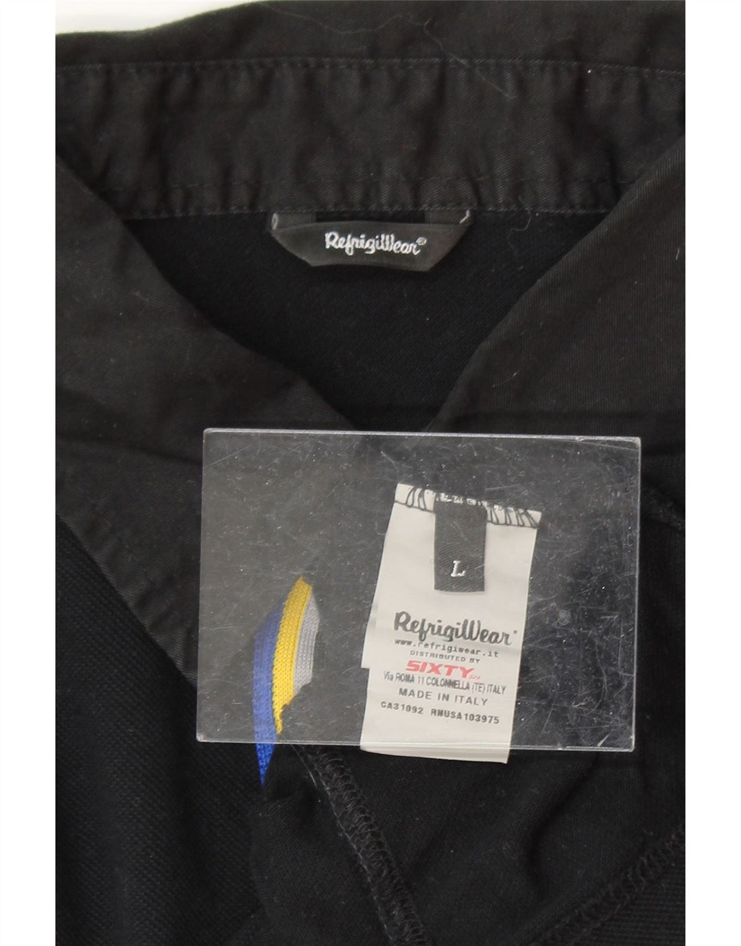 REFRIGIWEAR Mens Polo Shirt Large Black Cotton Vintage Refrigiwear and Second-Hand Refrigiwear from Messina Hembry 
