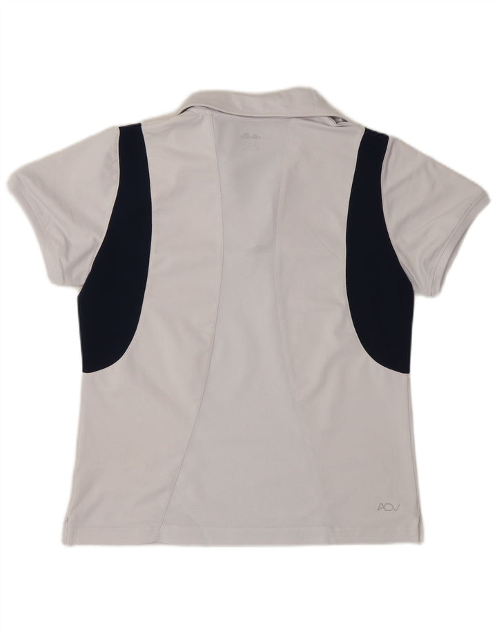 ELLESSE Womens Polo Shirt UK 12 Medium Blue Colourblock Polyester Vintage Ellesse and Second-Hand Ellesse from Messina Hembry 