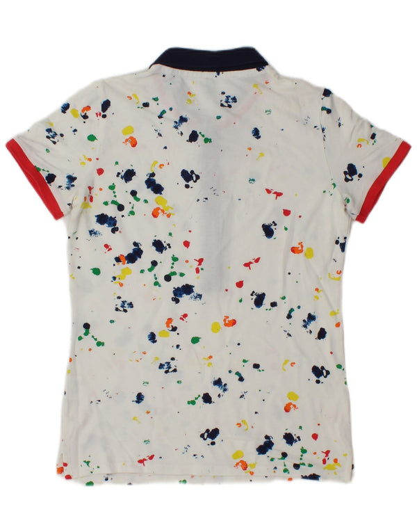 Benetton ženska polo majica UK 10 Mali bijeli flekasti pamuk