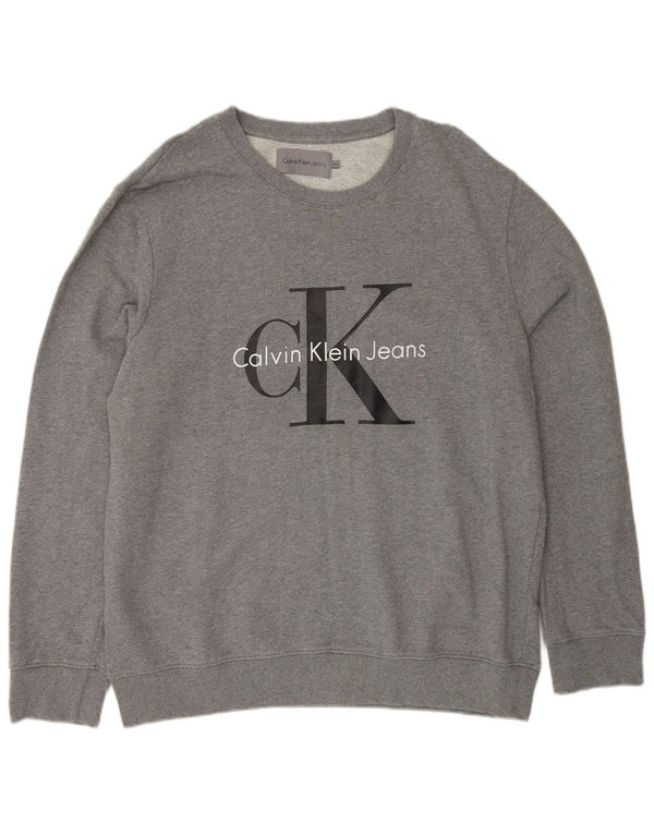 CALVIN KLEIN JEANS Muški džemper s motivom trenirke 2XL sivi pamuk