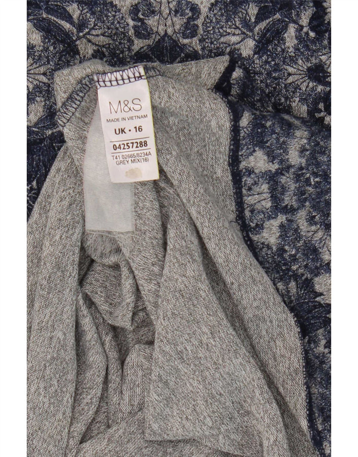 Marks & Spencer Ženska majica s 3/4 rukavima UK 16 Veliki plavi cvjetni poliester