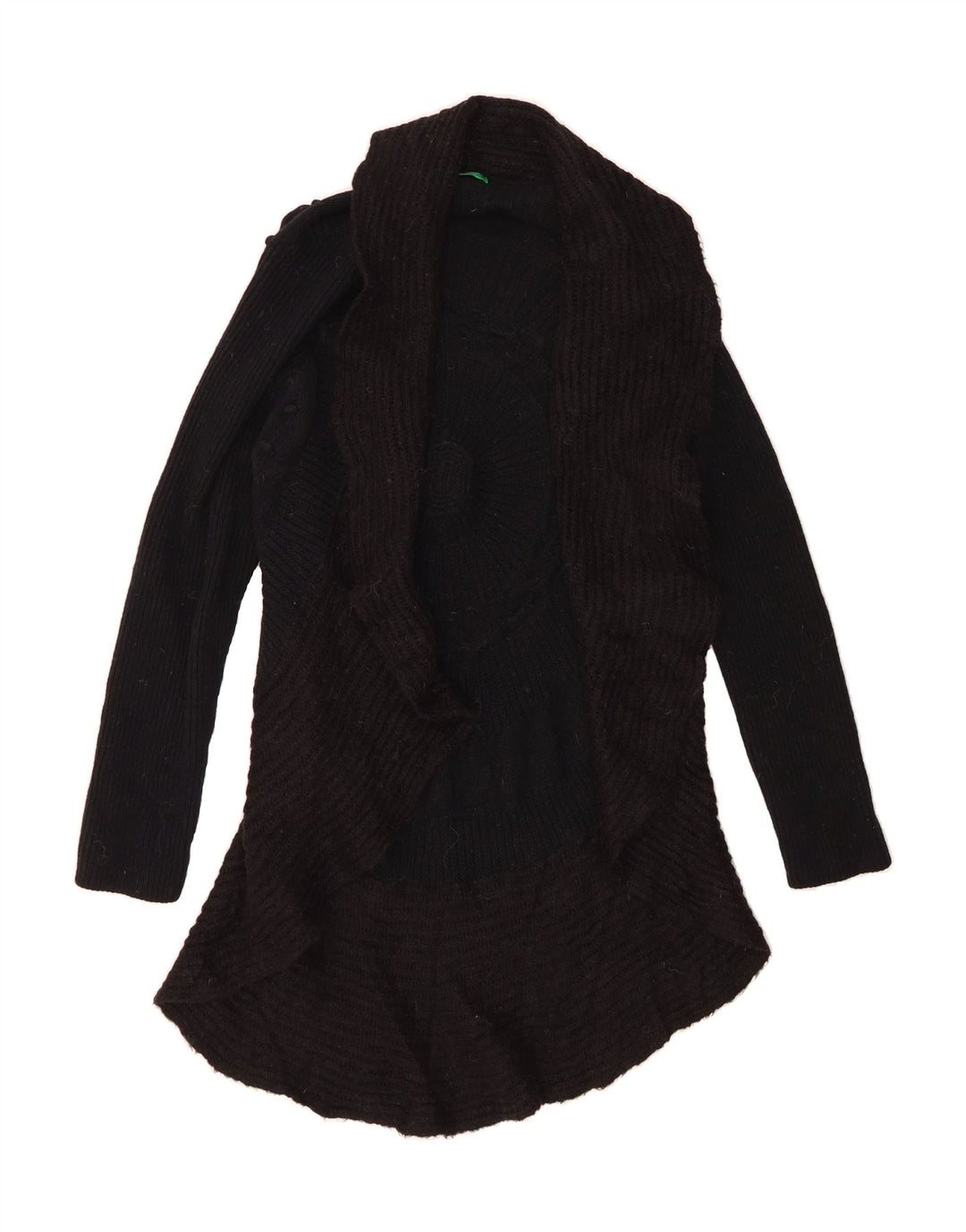 BENETTON Womens Open Cardigan Sweater UK 16 Large Black Wool Vintage Benetton and Second-Hand Benetton from Messina Hembry 